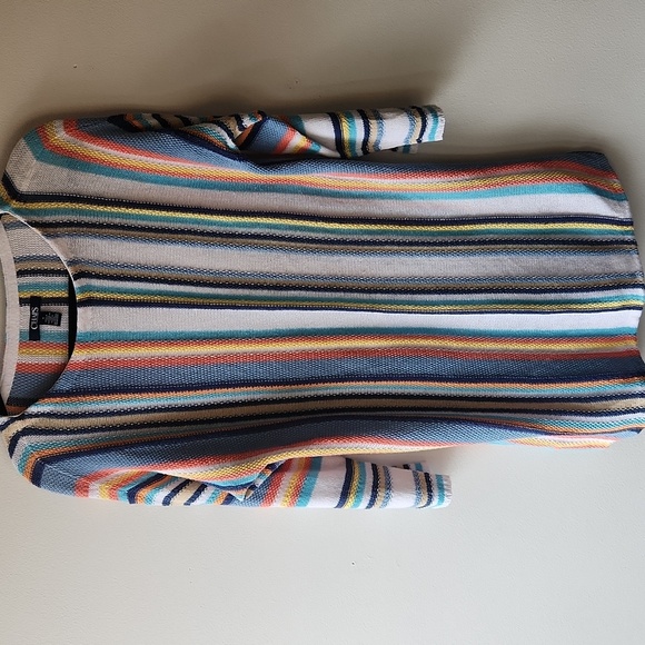 Chaps multi striped tunic sweater womens M linen, cotton blend - Picture 1 of 9